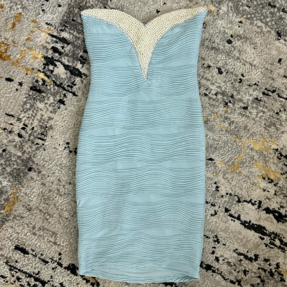 Charlotte Russe Y2K Strapless Light Blue Dress